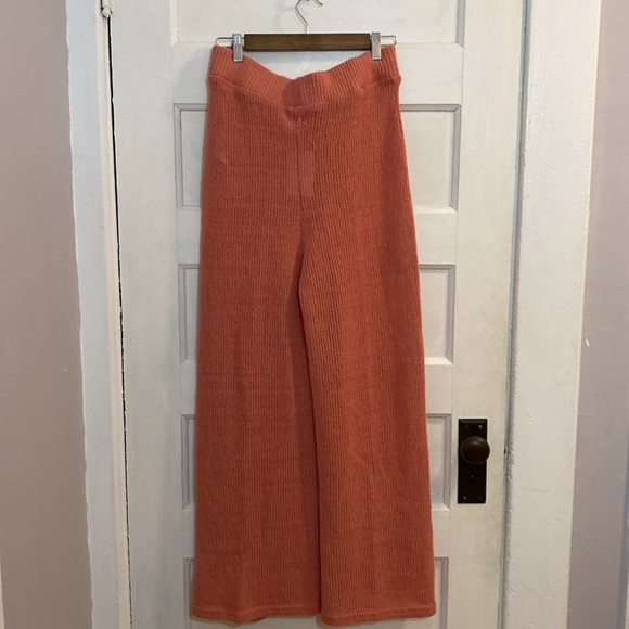 NWT Free People Summer Nights Wide Leg Sweater Knit Pants Rose Coral, Size M - Picture 7 of 15